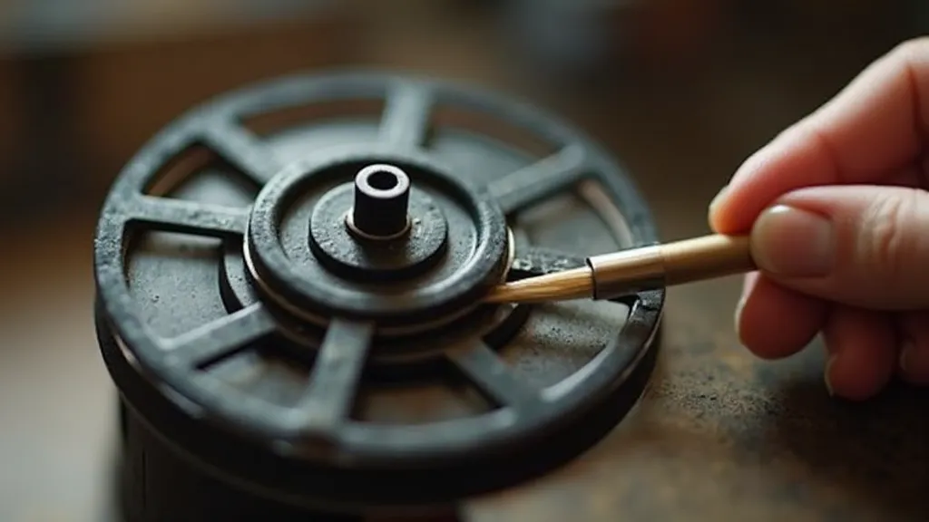 Restorer cleaning a View-Master reel frame.