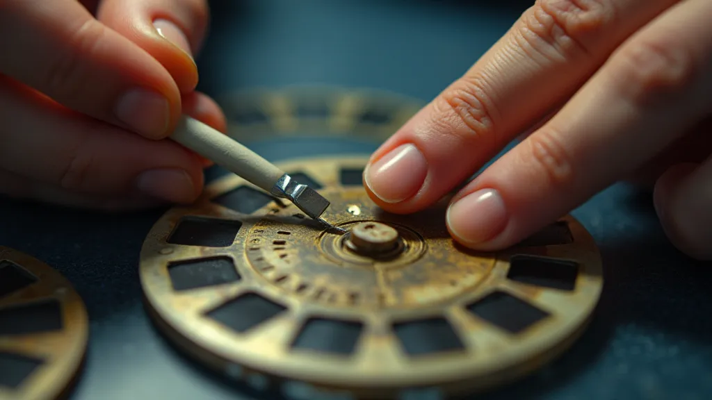 Conservaor repairing a tear in a View-Master reel.