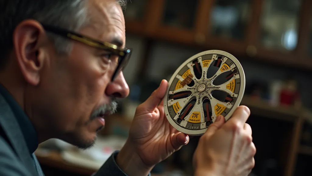 Restorer inspecting a View-Master reel