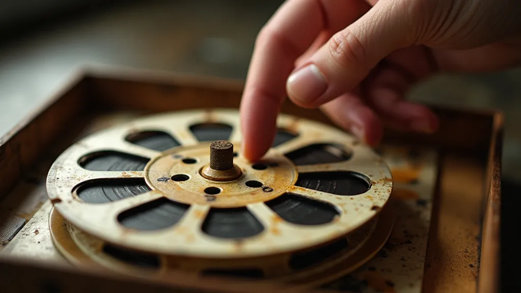Vintage View-Master reel under inspection.