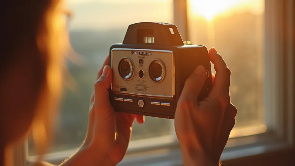 Vintage View-Master viewer held in hands.