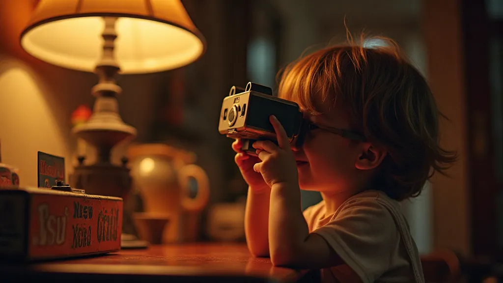 Child using a vintage View-Master