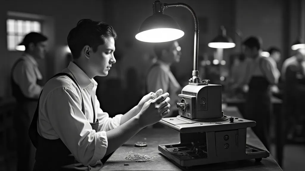View-Master factory worker inspecting a reel