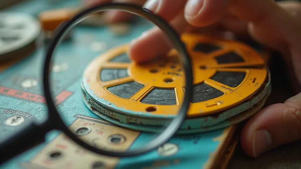 Close-up of a View-Master reel under magnification