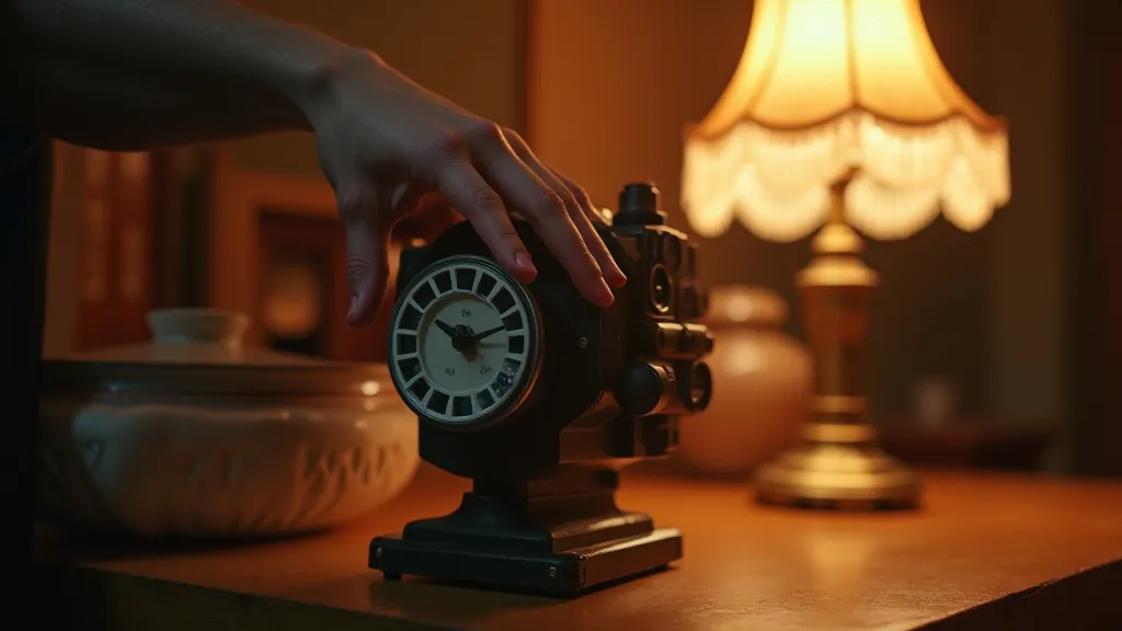 Hand turning the crank of a vintage View-Master viewer