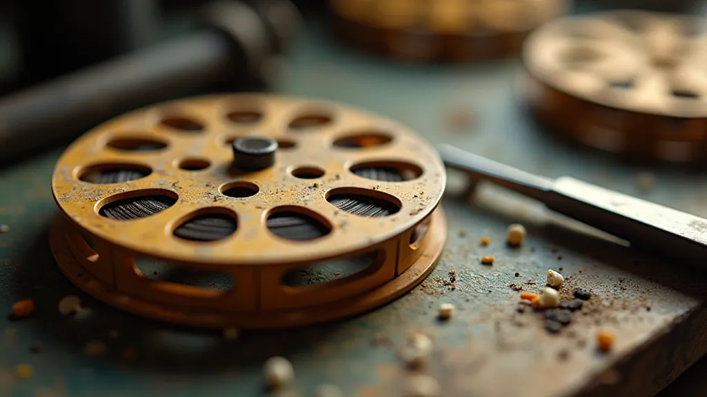 Aged View-Master reel on a workbench.